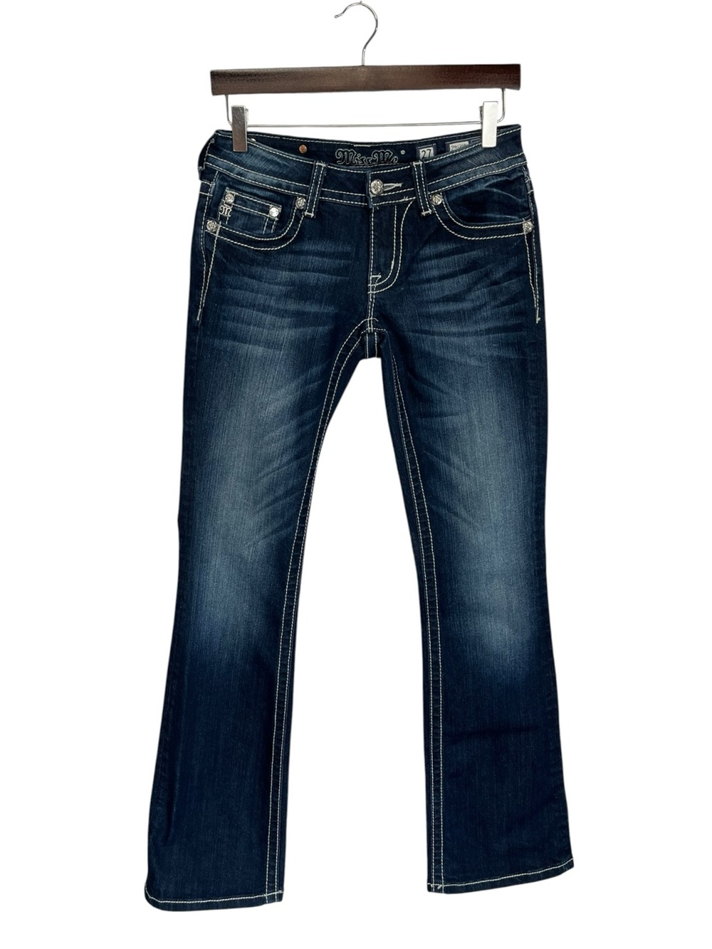 Miss Me | Bling Embellishment Big Stitch Bootcut Jeans 27‎